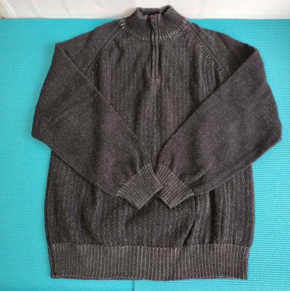 Timberland Men's Black Distressed 1/4 Zip Sweater Size XL - Picture 2 of 11